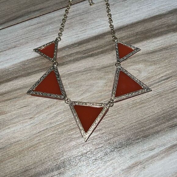 Modern necklace and earring set womans orange and gold rocker futuristic cosplay - Picture 8 of 8